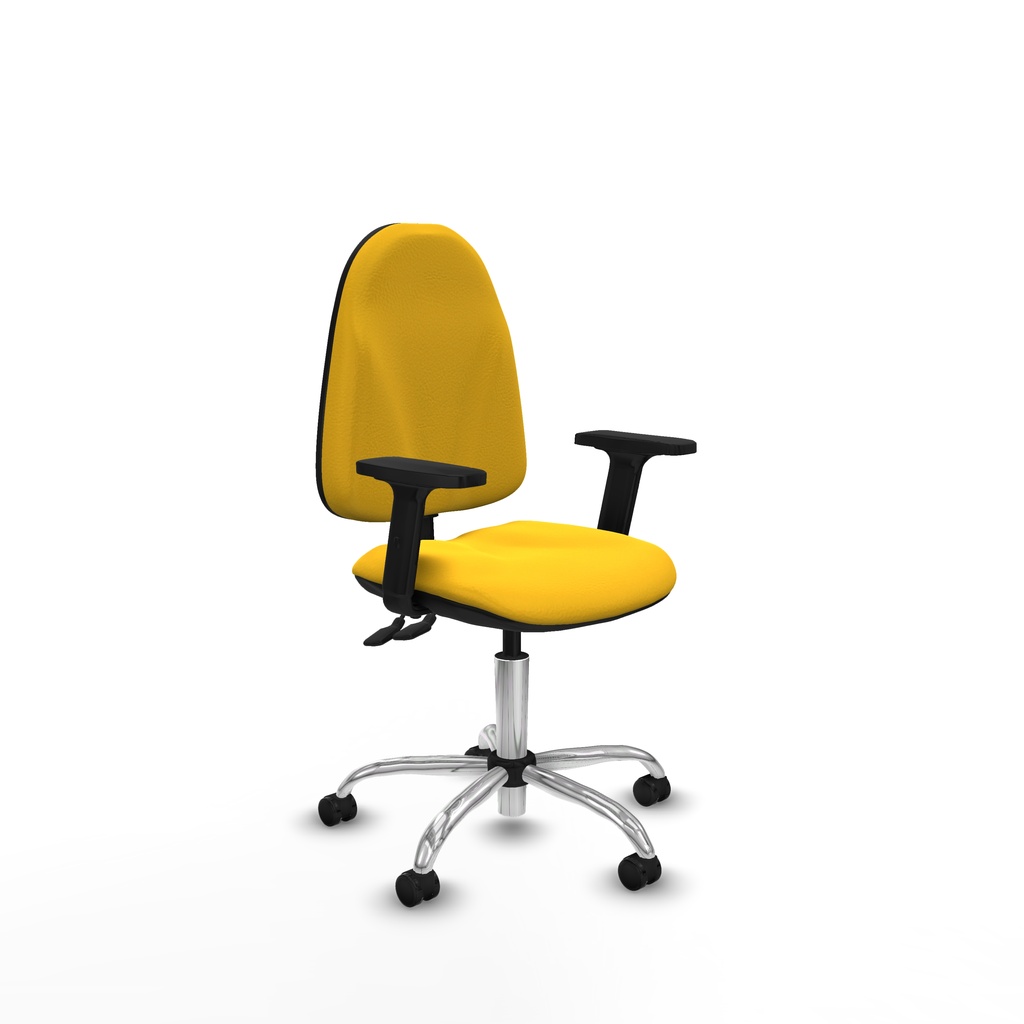 Algarra CPDM similpiel amarillo brazos 2D base cromada ruedas engomadas 50mm