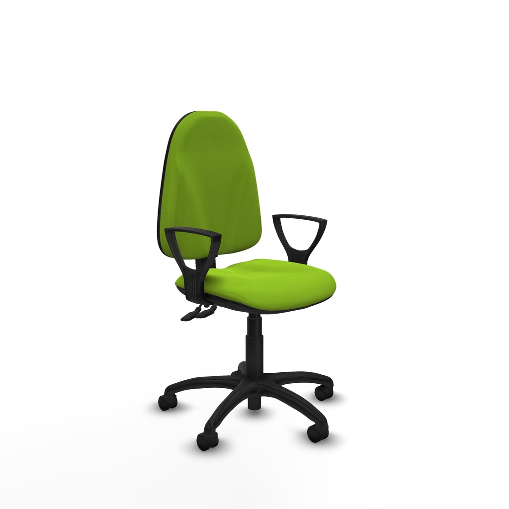 Algarra CPDM similpiel pistacho brazos fijos base poliamida ruedas nailon 50mm