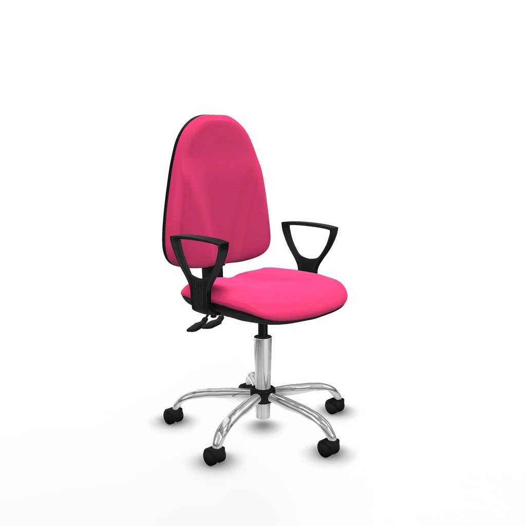 Algarra CPDM similpiel rosa brazos fijos base cromada ruedas nailon 50mm