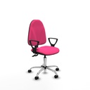 Algarra CPDM similpiel rosa brazos fijos base cromada ruedas nailon 50mm