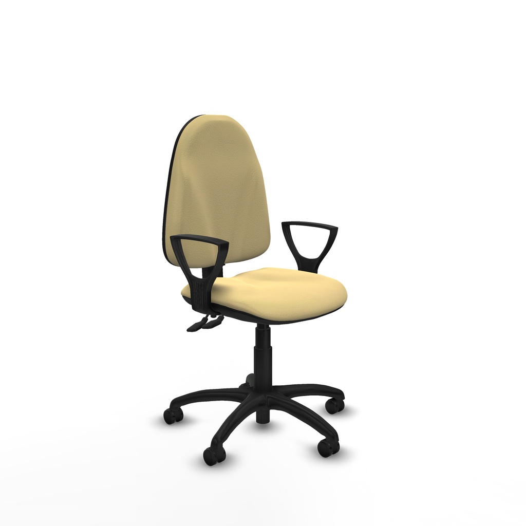 Algarra CPDM similpiel crema brazos fijos base poliamida ruedas engomadas 50mm