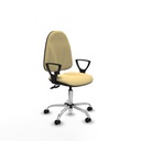 Algarra CPDM similpiel crema brazos fijos base cromada ruedas engomadas 50mm