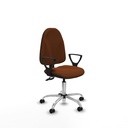 Algarra CPDM similpiel marrón brazos fijos base cromada ruedas engomadas 50mm