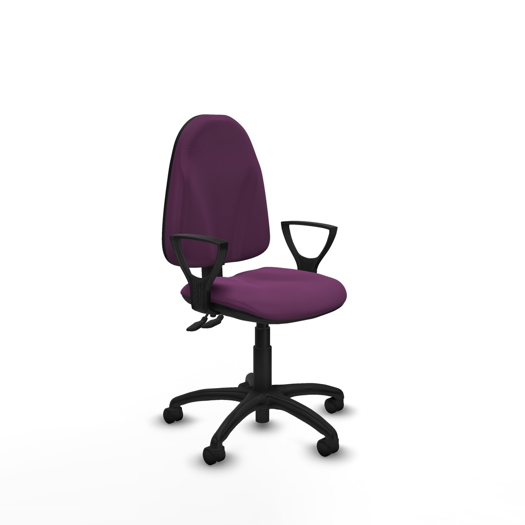 Algarra CPDM similpiel morado brazos fijos base poliamida ruedas nailon 50mm
