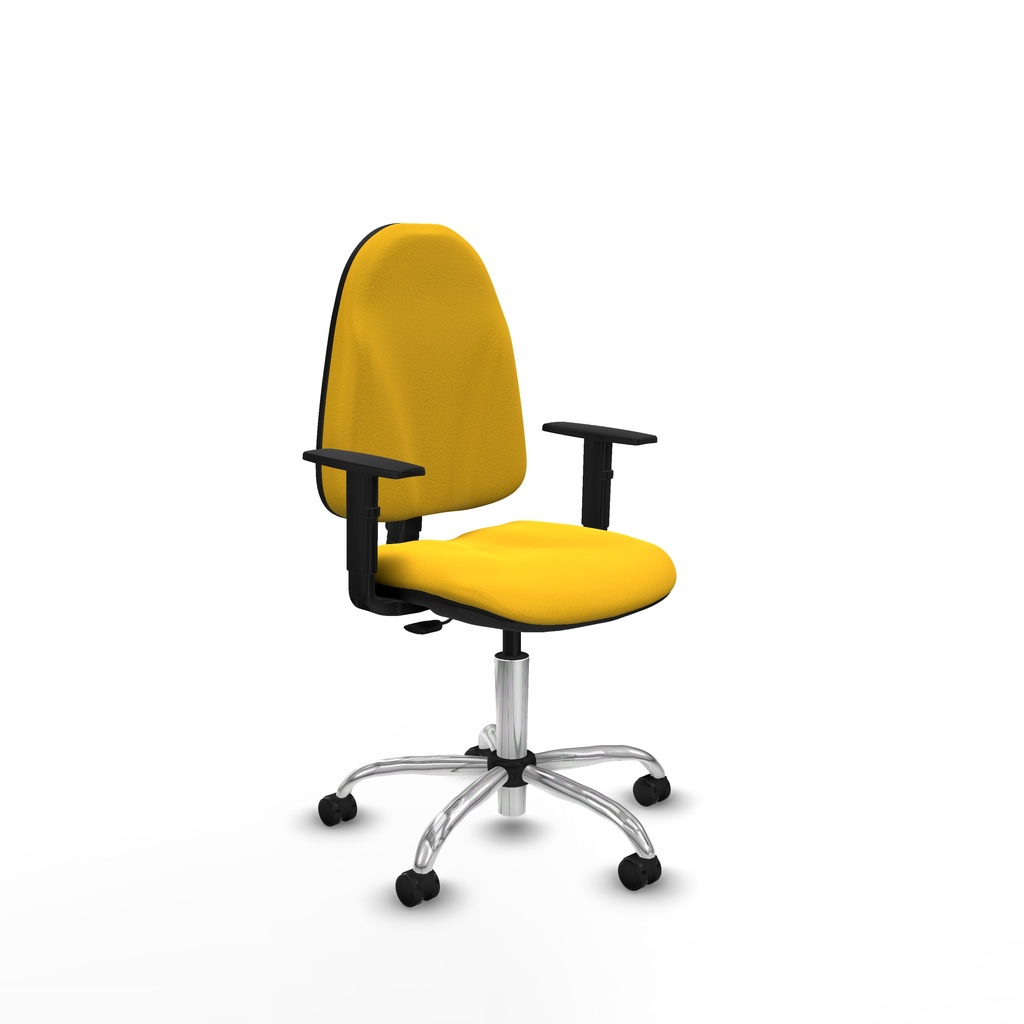 Algarra CP similpiel amarillo brazos 1D base cromada ruedas autofrenantes 50mm