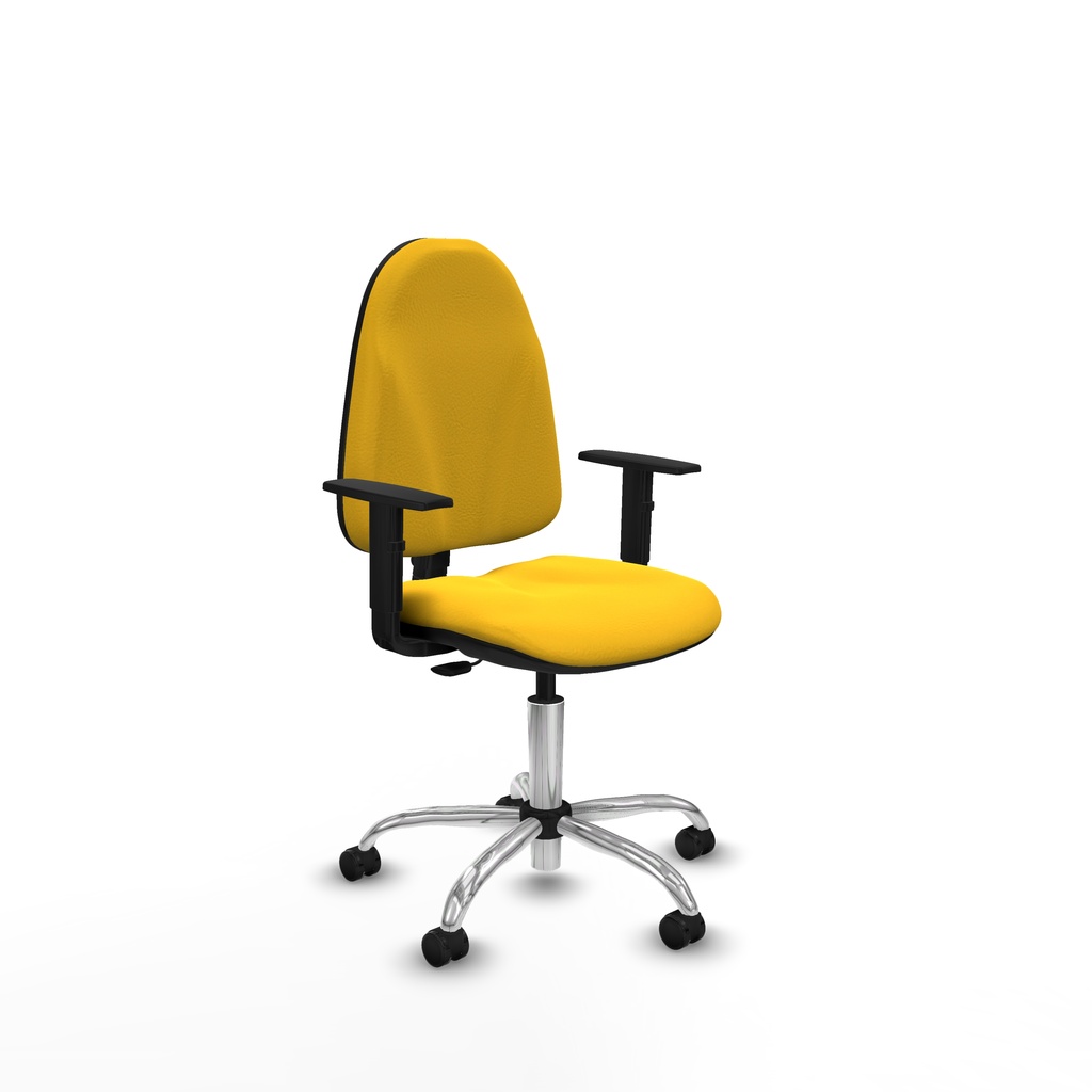 Algarra CP similpiel amarillo brazos 1D base cromada ruedas engomadas 50mm