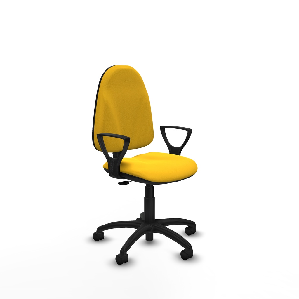 Algarra CP similpiel amarillo brazos fijos base poliamida ruedas nailon 50mm
