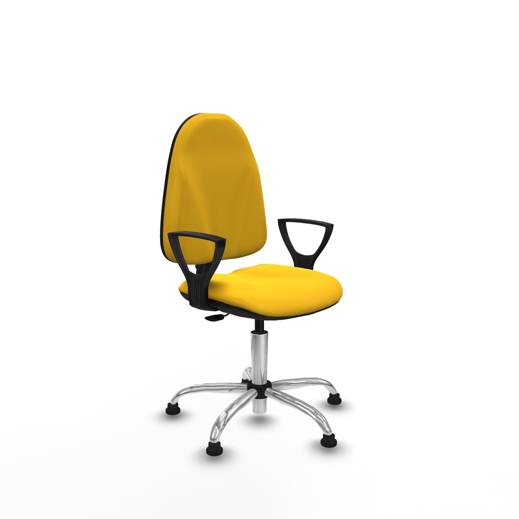 Algarra CP similpiel amarillo brazos fijos base cromada topes