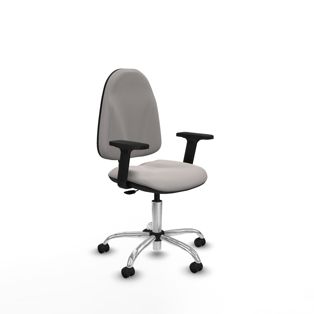 Algarra CP similpiel blanco brazos 2D base cromada ruedas engomadas 50mm