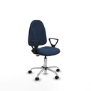 Algarra CP similpiel azul marino brazos fijos base cromada ruedas autofrenantes 50mm