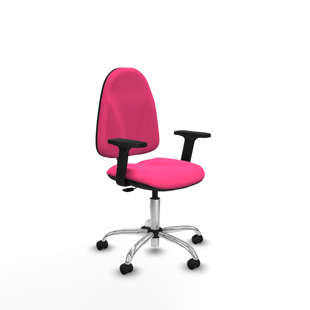 Algarra CP similpiel rosa brazos 2D base cromada ruedas autofrenantes 50mm