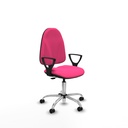 Algarra CP similpiel rosa brazos fijos base cromada ruedas autofrenantes 50mm