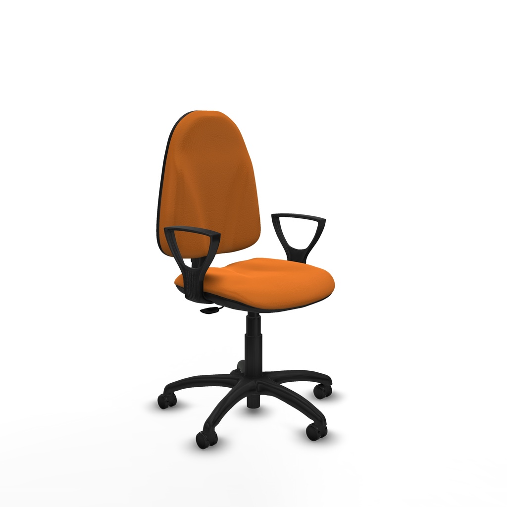 Algarra CP similpiel naranja brazos fijos base poliamida ruedas autofrenantes 50mm