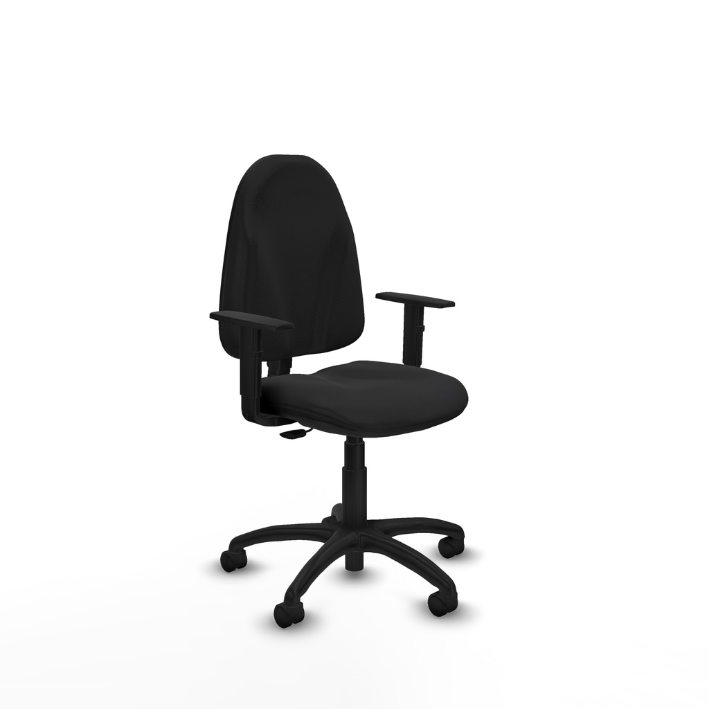 Algarra CP similpiel negro brazos 1D base poliamida ruedas nailon 50mm