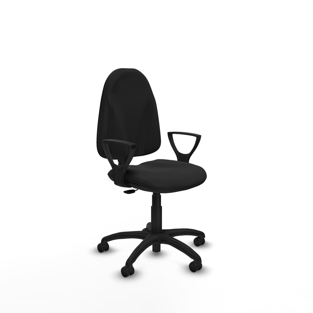 Algarra CP similpiel negro brazos fijos base poliamida ruedas autofrenantes 50mm