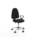 Algarra CP similpiel negro brazos fijos base cromada ruedas autofrenantes 50mm