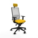Horna sincro malla blanca bali amarillo brazos 1D base piramidal cabecero 2D ruedas 65mm nailon
