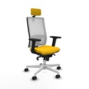 Horna sincro malla blanca bali amarillo brazos 2D base blanca cabecero 2D ruedas 65mm nailon