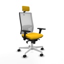 Horna sincro malla blanca bali amarillo brazos 3D base blanca cabecero 2D ruedas 65mm nailon