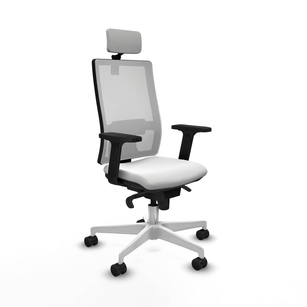 Horna sincro malla blanca bali blanco brazos 2D base blanca cabecero 2D ruedas 65mm nailon