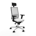 Horna sincro malla blanca bali blanco brazos 2D base aluminio cabecero fijo ruedas 65mm nailon