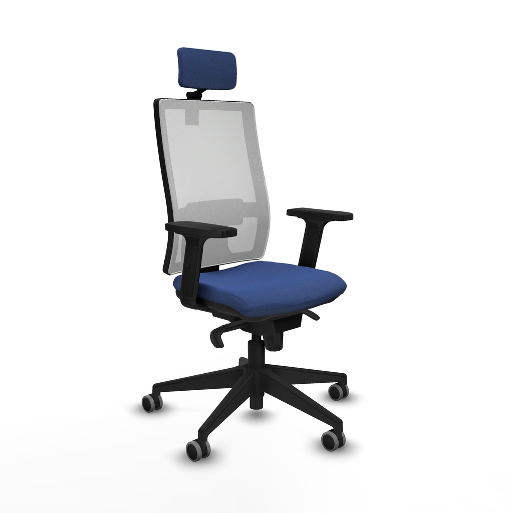 Horna sincro malla blanca bali azul marino brazos 2D base piramidal cabecero 2D ruedas 65mm engomadas