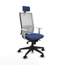 Horna sincro malla blanca bali azul marino brazos blancos base piramidal cabecero 2D ruedas 65mm nailon