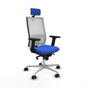 Horna sincro malla blanca bali azul brazos 2D base aluminio cabecero 2D ruedas 65mm nailon