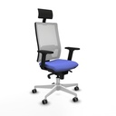 Horna sincro malla blanca bali azul claro brazos 2D base blanca cabecero fijo ruedas 65mm engomadas