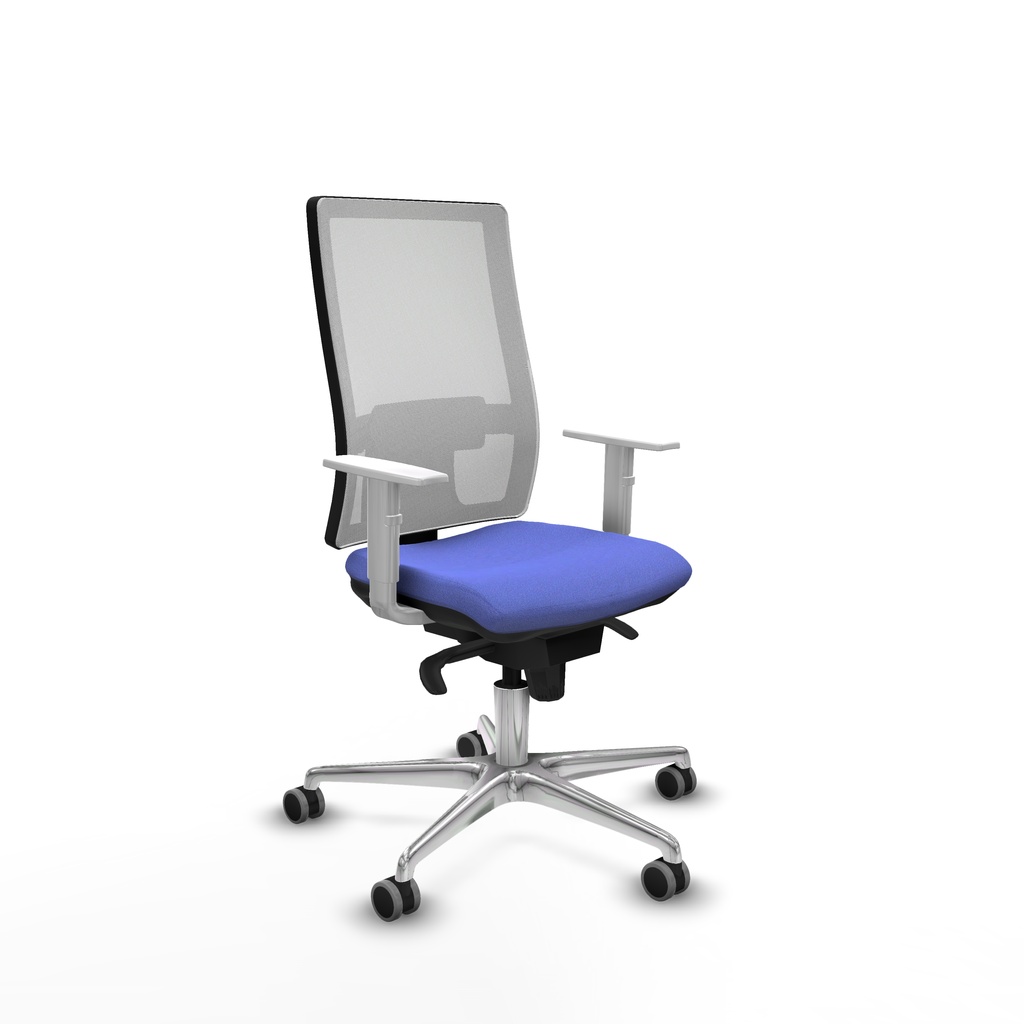 Horna sincro malla blanca bali azul claro brazos blancos base aluminio  ruedas 65mm engomadas