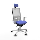 Horna sincro malla blanca bali azul claro brazos blancos base aluminio cabecero 2D ruedas 65mm engomadas