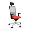 Horna sincro malla blanca bali naranja oscuro brazos 1D base blanca cabecero fijo ruedas 65mm engomadas