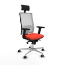 Horna sincro malla blanca bali naranja oscuro brazos 2D base aluminio cabecero fijo ruedas 65mm engomadas