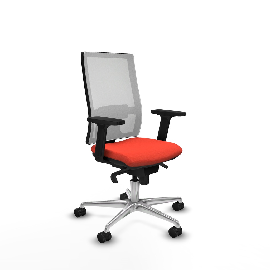 Horna sincro malla blanca bali naranja oscuro brazos 2D base aluminio  ruedas 65mm nailon