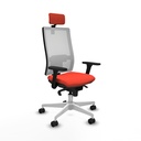 Horna sincro malla blanca bali naranja oscuro brazos 3D base blanca cabecero 2D ruedas 65mm nailon