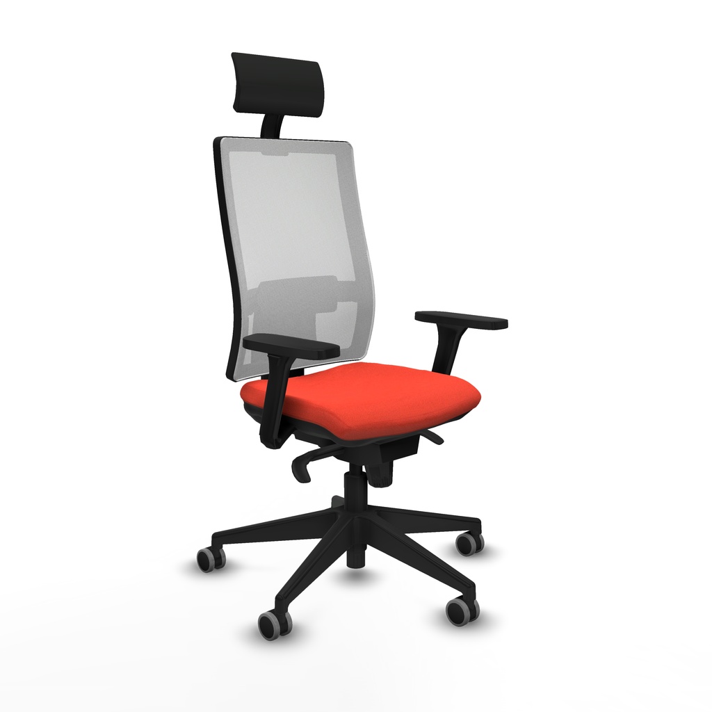Horna sincro malla blanca bali naranja oscuro brazos 3D base piramidal cabecero fijo ruedas 65mm engomadas