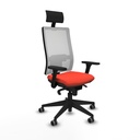 Horna sincro malla blanca bali naranja oscuro brazos 3D base piramidal cabecero fijo ruedas 65mm engomadas