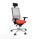 Horna sincro malla blanca bali naranja oscuro brazos 3D base aluminio cabecero fijo ruedas 65mm engomadas