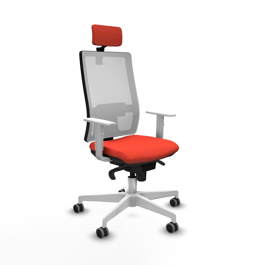 Horna sincro malla blanca bali naranja oscuro brazos blancos base blanca cabecero 2D ruedas 65mm engomadas