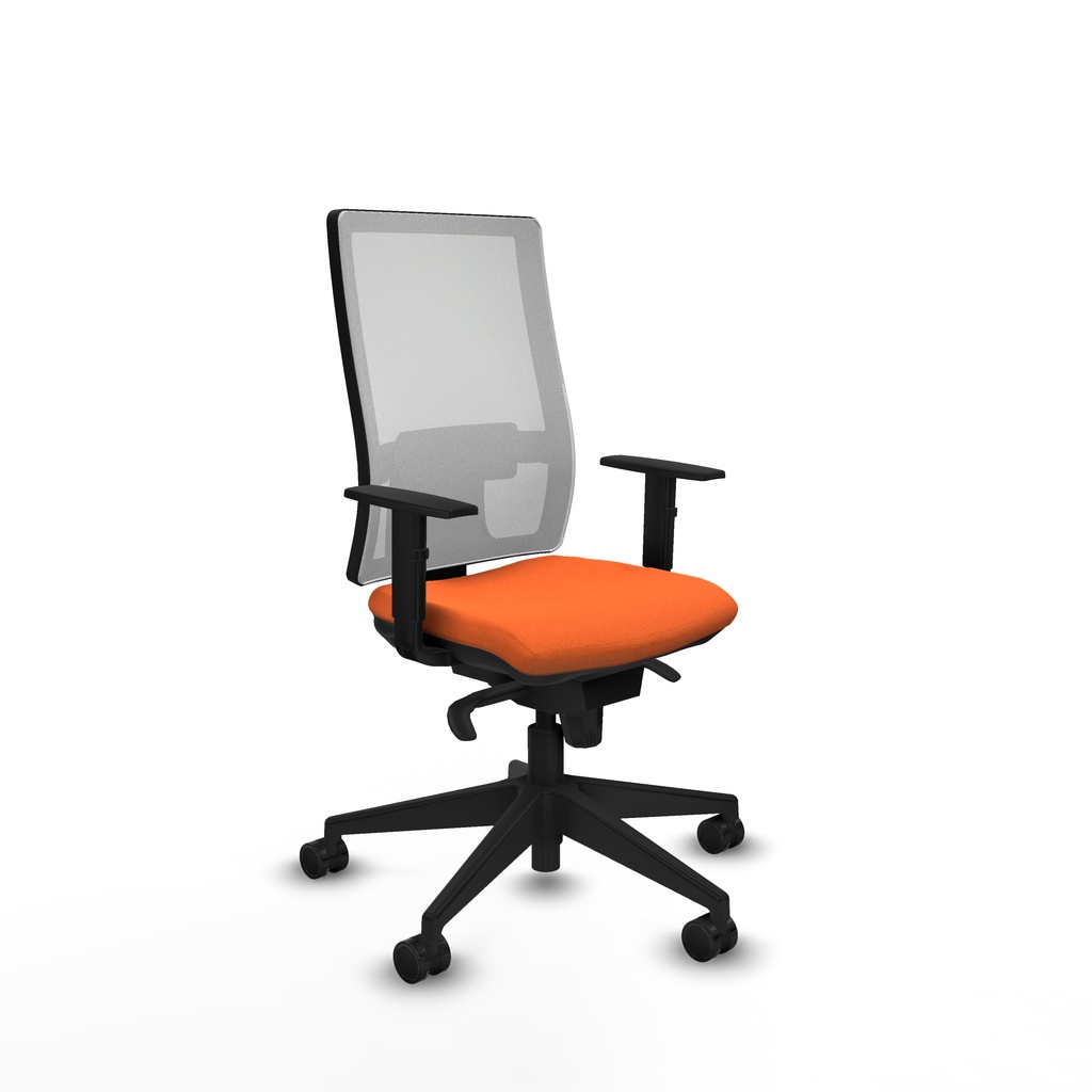 Horna sincro malla blanca bali naranja brazos 1D base piramidal  ruedas 65mm nailon