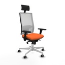 Horna sincro malla blanca bali naranja brazos 3D base blanca cabecero fijo ruedas 65mm engomadas