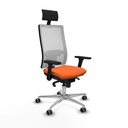 Horna sincro malla blanca bali naranja brazos 3D base aluminio cabecero fijo ruedas 65mm engomadas
