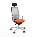 Horna sincro malla blanca bali naranja brazos blancos base blanca cabecero fijo ruedas 65mm engomadas