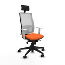Horna sincro malla blanca bali naranja brazos blancos base piramidal cabecero fijo ruedas 65mm nailon
