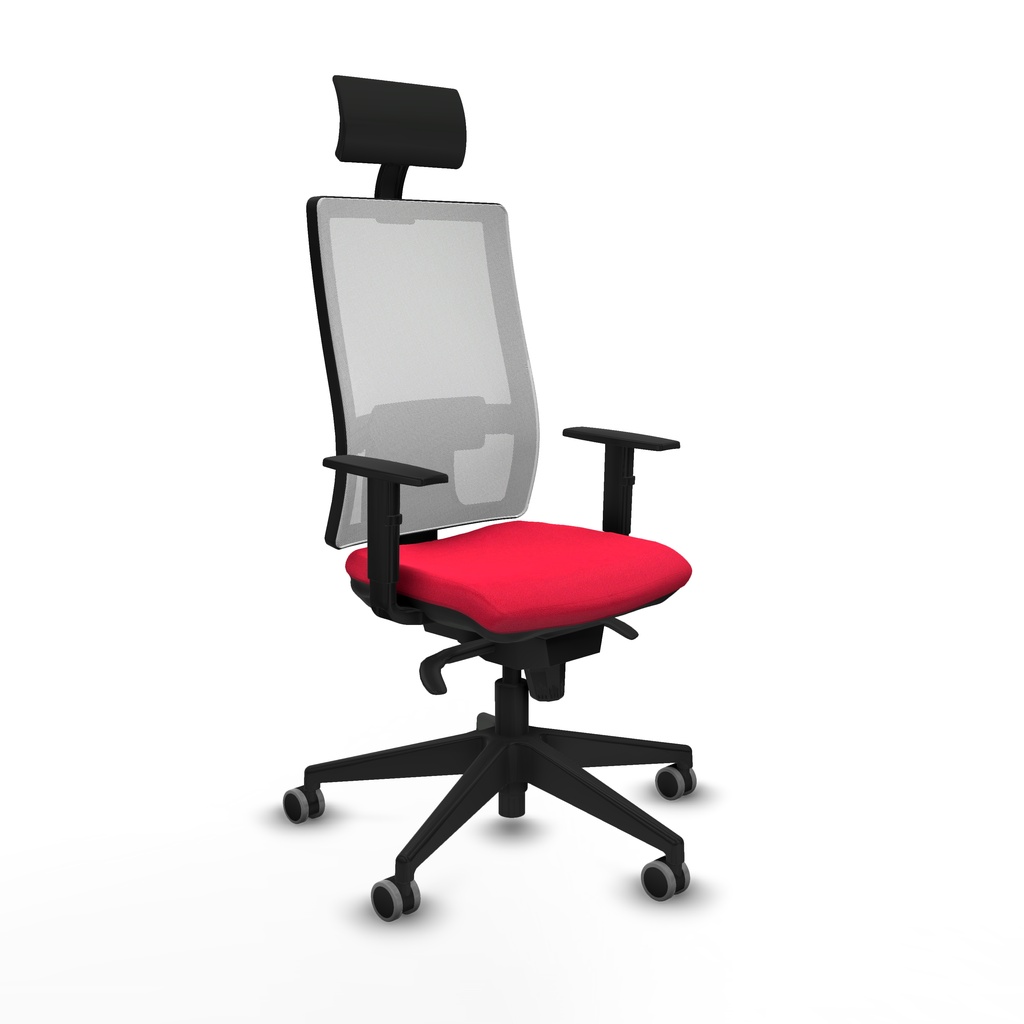 Horna sincro malla blanca bali rojo brazos 1D base piramidal cabecero fijo ruedas 65mm engomadas
