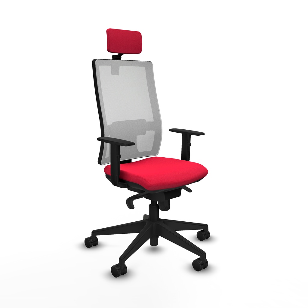 Horna sincro malla blanca bali rojo brazos 1D base piramidal cabecero 2D ruedas 65mm nailon