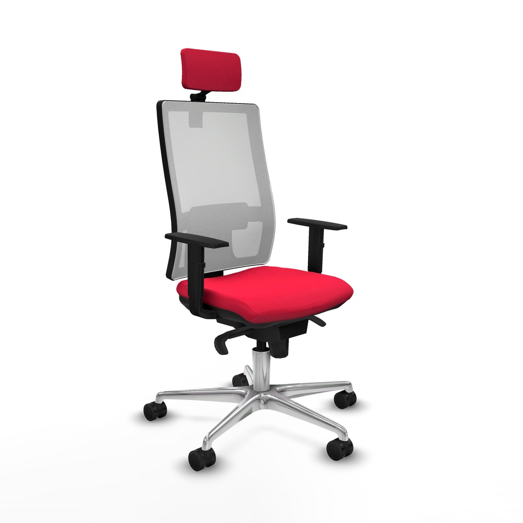 Horna sincro malla blanca bali rojo brazos 1D base aluminio cabecero 2D ruedas 65mm nailon