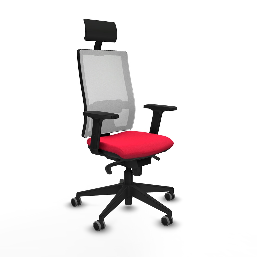 Horna sincro malla blanca bali rojo brazos 2D base piramidal cabecero fijo ruedas 65mm engomadas