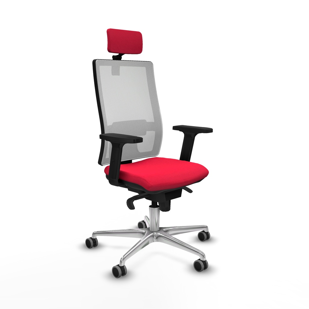 Horna sincro malla blanca bali rojo brazos 2D base aluminio cabecero 2D ruedas 65mm engomadas