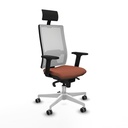 Horna sincro malla blanca bali marrón brazos 2D base blanca cabecero fijo ruedas 65mm engomadas